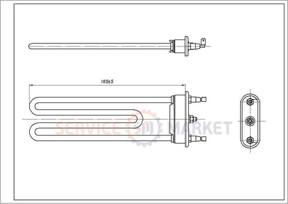 ТЭН для стиральной машины Ariston C00094715 Kawai TPO 165-SG-1700 L=165 мм 1700 Вт