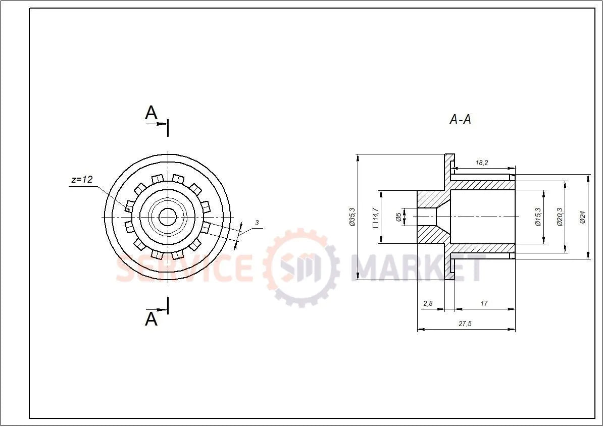 Safety clutch for a Zelmer grinder 00792328 ZMMA400W (86.1203)