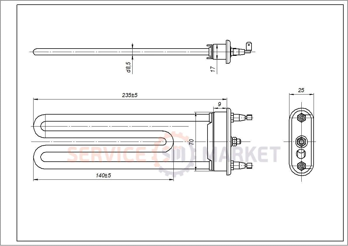 Bosch washing machine heating element Thermowatt TPO 240-SB-2000 (00265961)