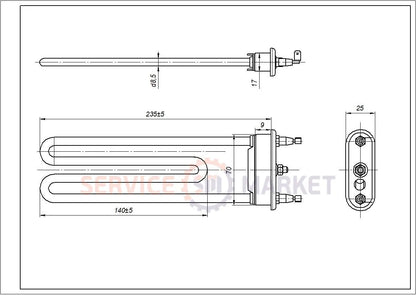 Bosch washing machine heating element Thermowatt TPO 240-SB-2000 (00265961)