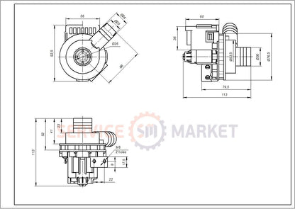 Semi-automatic washing machine YH-02 drain pump with a snail D23/30mm