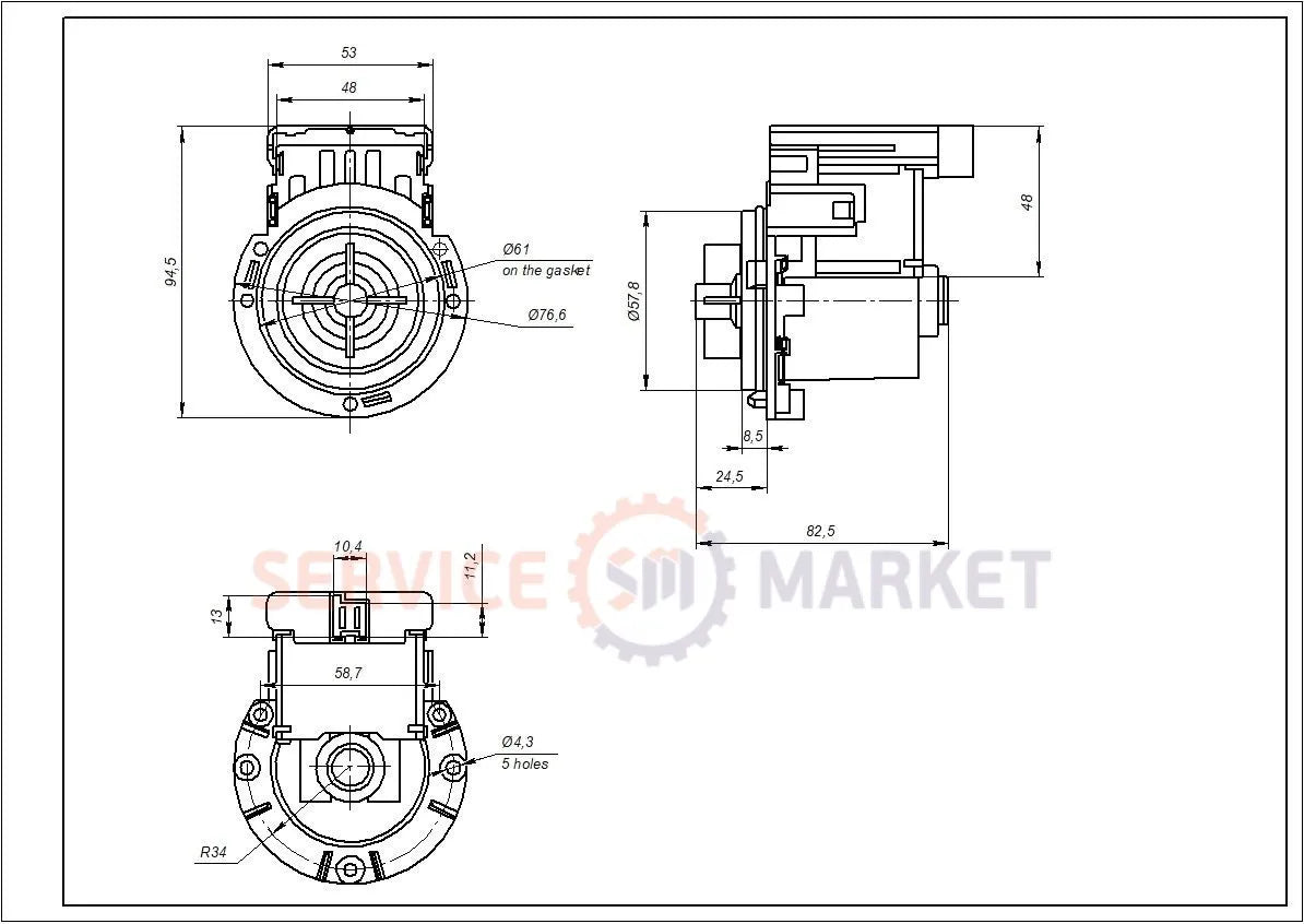 Indesit Ariston, LG washing machine Drain pump BPX2-137(285) LEILI 35W