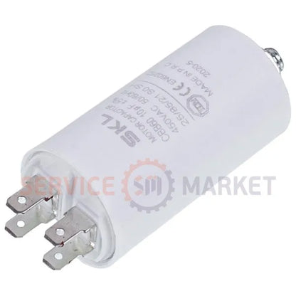 Washing machine starting capacitor 10uF 450V CBB60 70x36mm under nut (4 terminals)