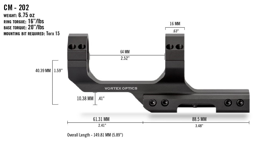 Vortex Cantilever Mount 30mm 2" Offset Rings (CM-202)