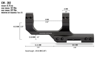 Vortex Cantilever Mount 30mm 2" Offset Rings (CM-202)