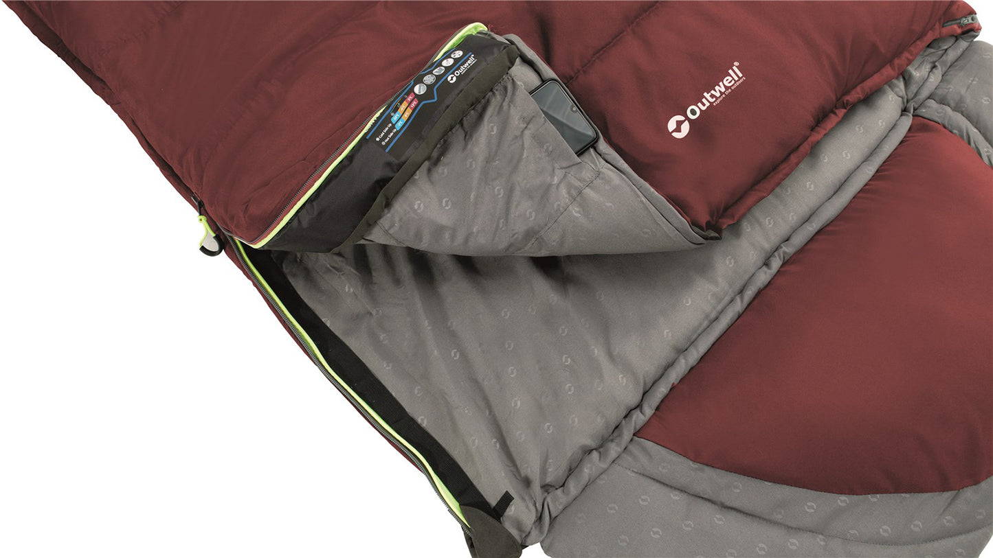 Sleeping bag Outwell Contour Lux Reversible/-3°C Red Left (230367)