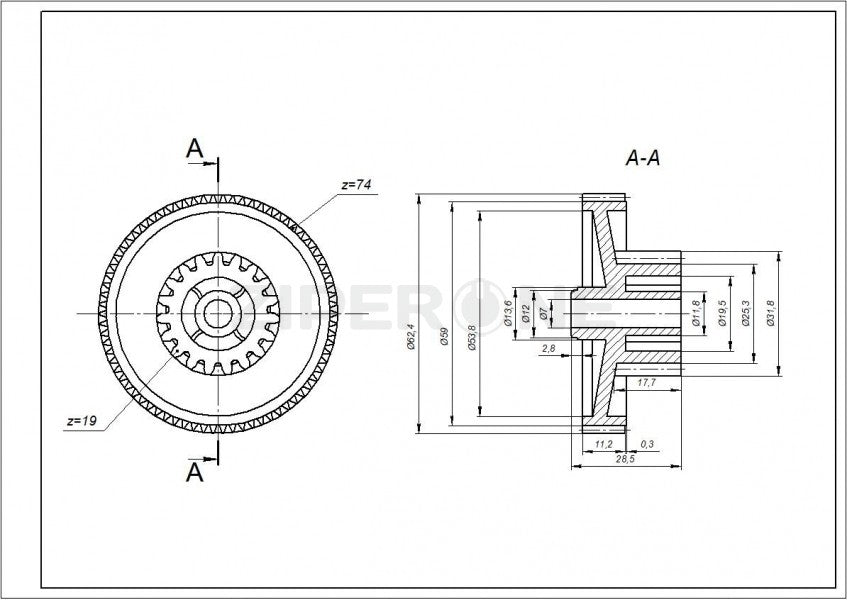 Gorenje \ Bosch meat grinder Gear set (00793636, 00793635, 00793638)