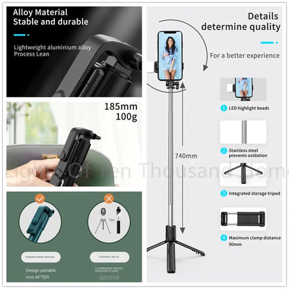 Selfie stand H1 Wireless Bluetooth remote Selfie Stick tripod monopod stand Phone holder 3 IN 1