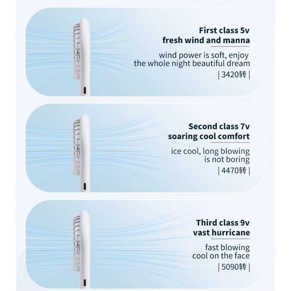 Портативный мини вентилятор N12-A - 800 mAh — White