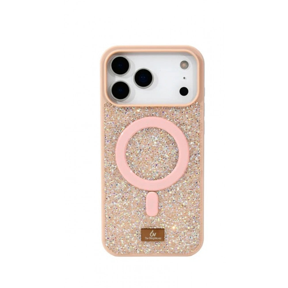 Bling World Rock Case With MagSafe — iPhone 16 Pro  — Rose Gold