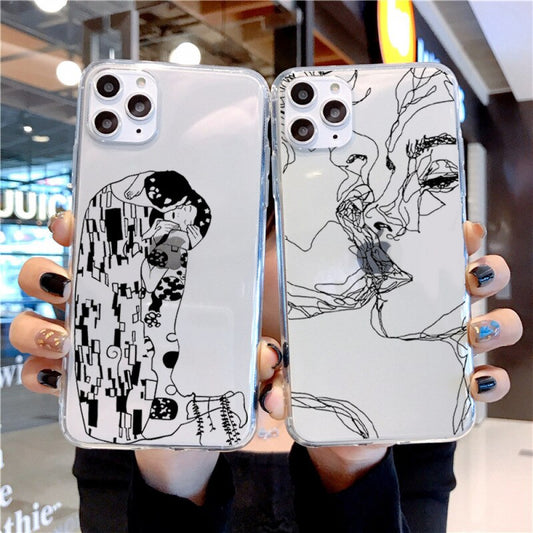 Abstract geometric art line TPU case iPhone 12 Pro 6.1" – Heart 1