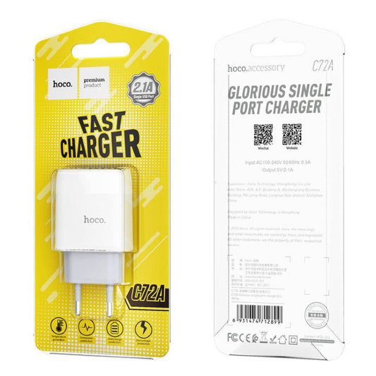Home Charger 2.1A 1U Hoco C72A – White
