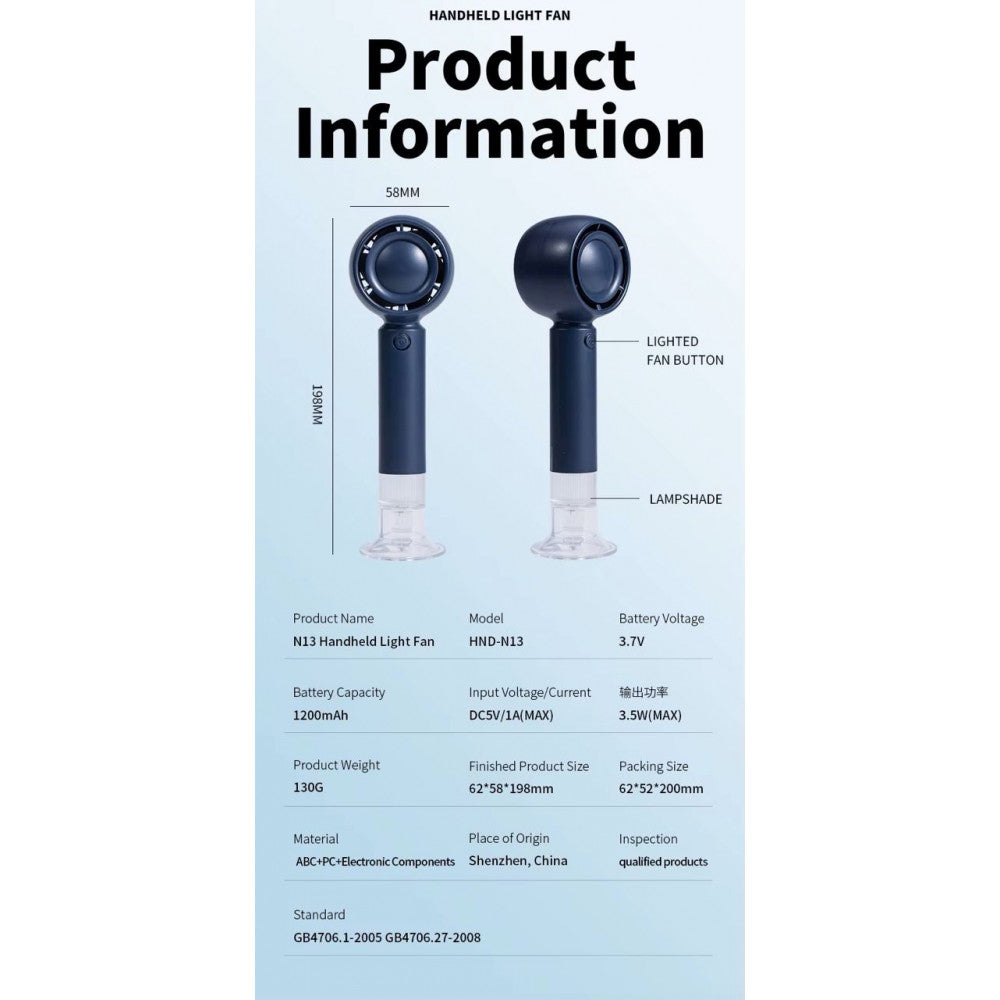 Портативный мини вентилятор N13 - 1200-2000 mAh