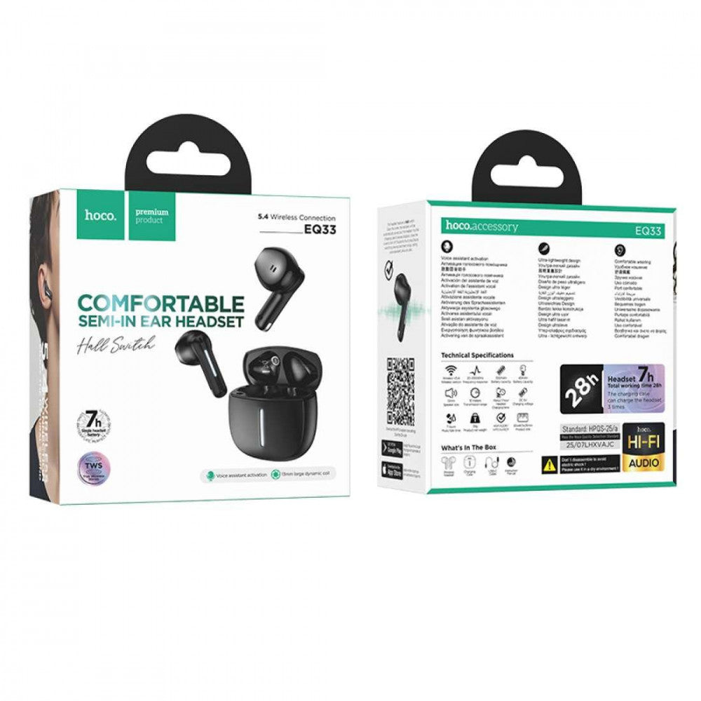 Bluetooth гарнітура TWS Hoco EQ33 — Black
