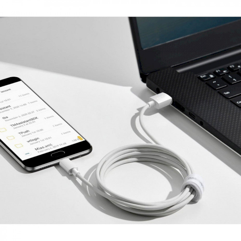 Cable Micro 2.1A (1.5m) Baseus (TZCAMZJ) Simple Wisdom (2PCS/Set – TZCAMZJ-02 White