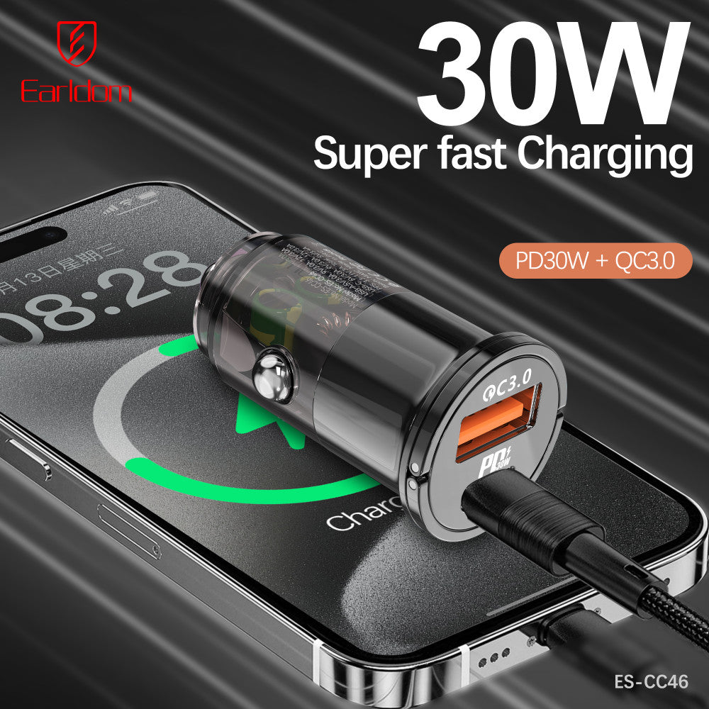 Car Charger 30W 1U 1C Earldom ES-CC46