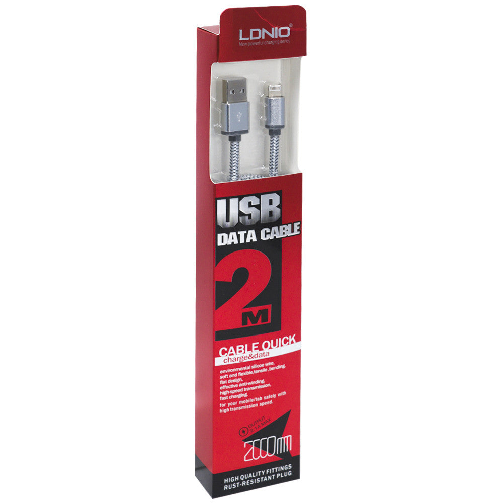 Кабель Lightning 2.4A (2m) Ldnio LS17 White
