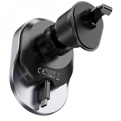 Magnetic Car Holder for Air Vent with Wireless Charging - Hoco HW12 - Black Gray