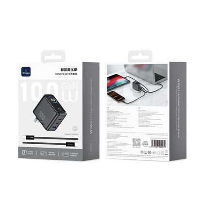 Home Charger | 100W | GaN | 1U | 2C | C to C Cable (1m)— Wiwu CHG300