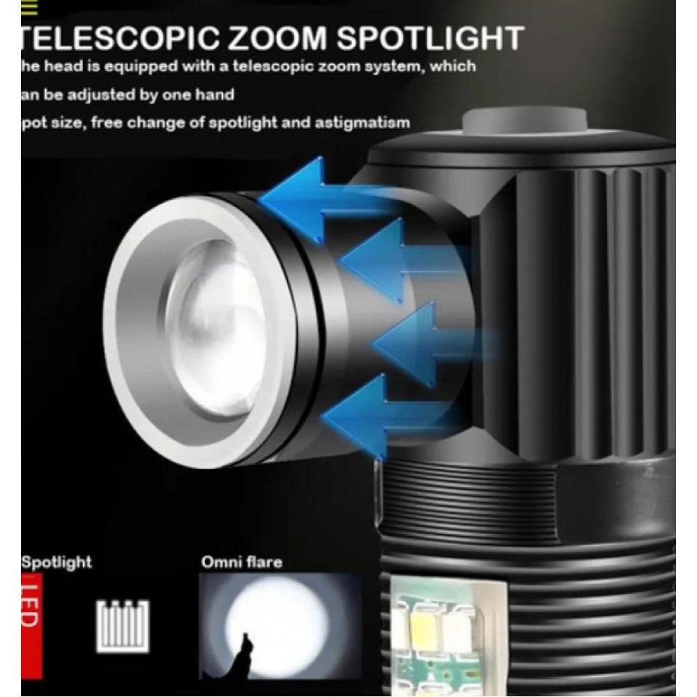 Фонарик аккумуляторный 2 в 1 ручной + налобный с USB — SY-2209