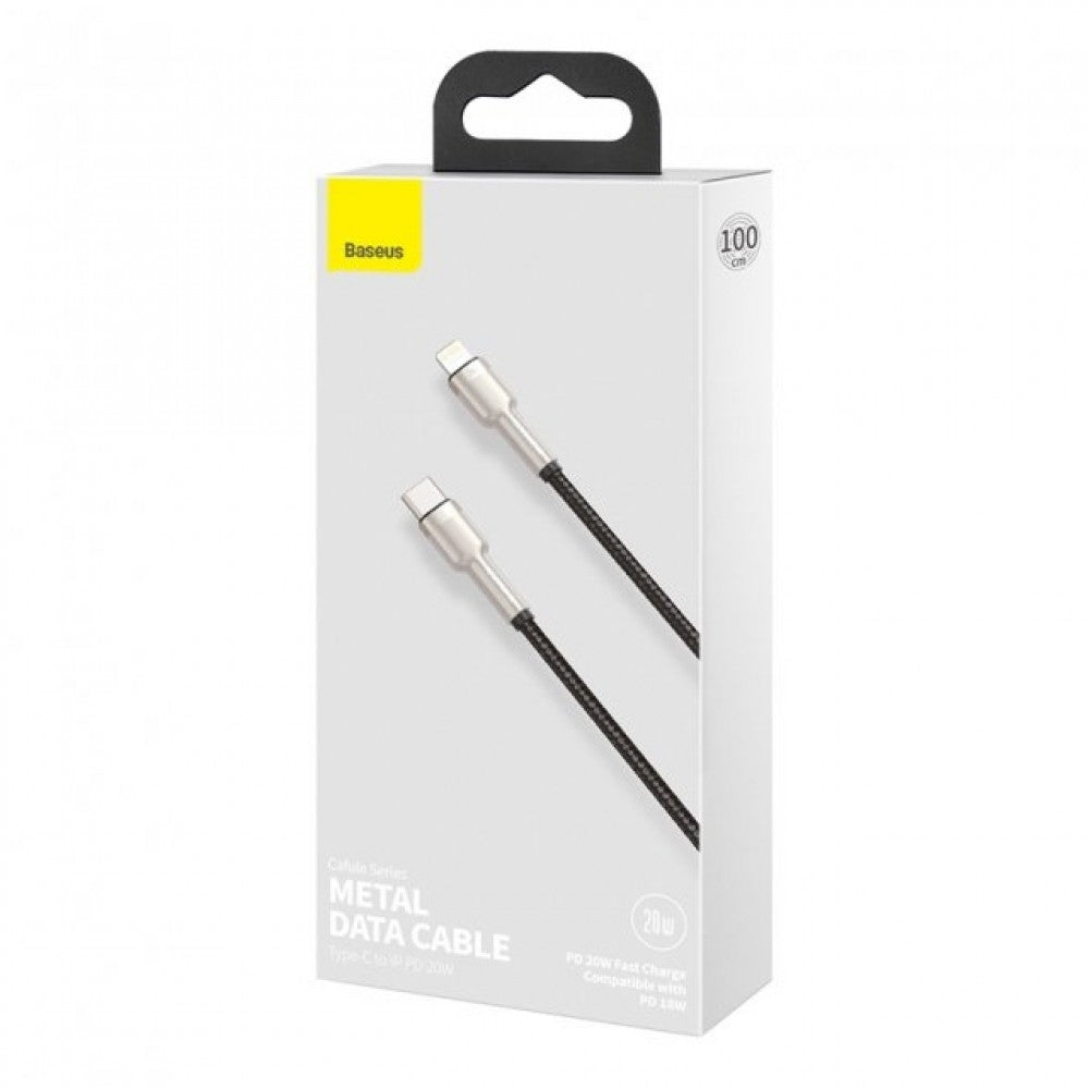 USB C to Lightning Cable 20W (0.25m) Baseus (CATLJK-01) Cafule Series Metal – CATLJK-01 Black