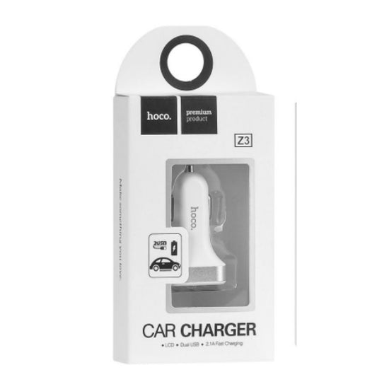 Car Charger | 3.1A | 2U | Digital Display - Hoco Z3 - White