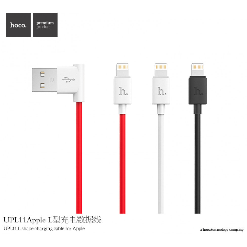 Lightning cable 2A (1.2m) Hoco UPL11 L-shape Black - Black