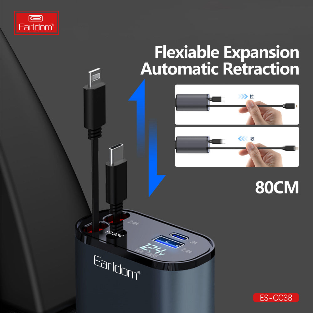 Car Charger 66W 1U 1C Earldom ES-CC38