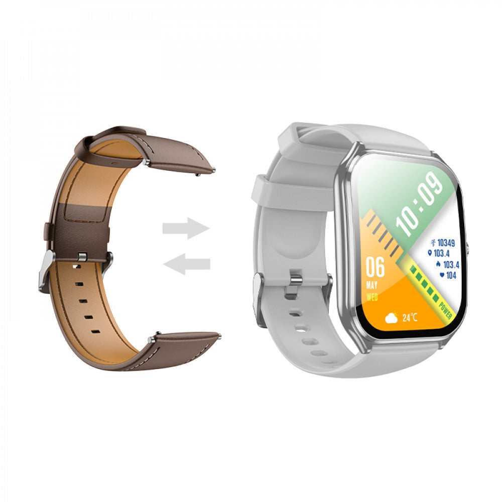 Smart Sports Watch (Call Version) Hoco Y28 — Silver