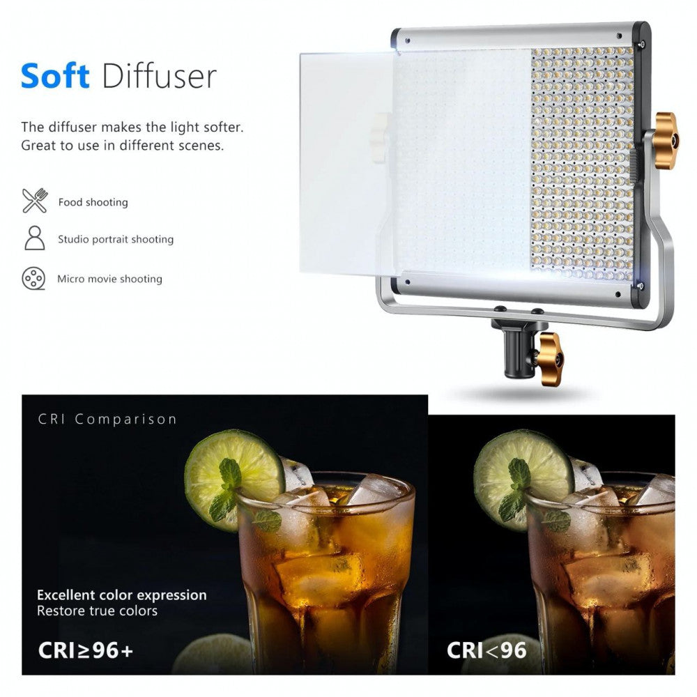 Video light lamp LED NEERWER NL480 28W Bi-color 480pcs Led color 3200-5600K CRI 96+