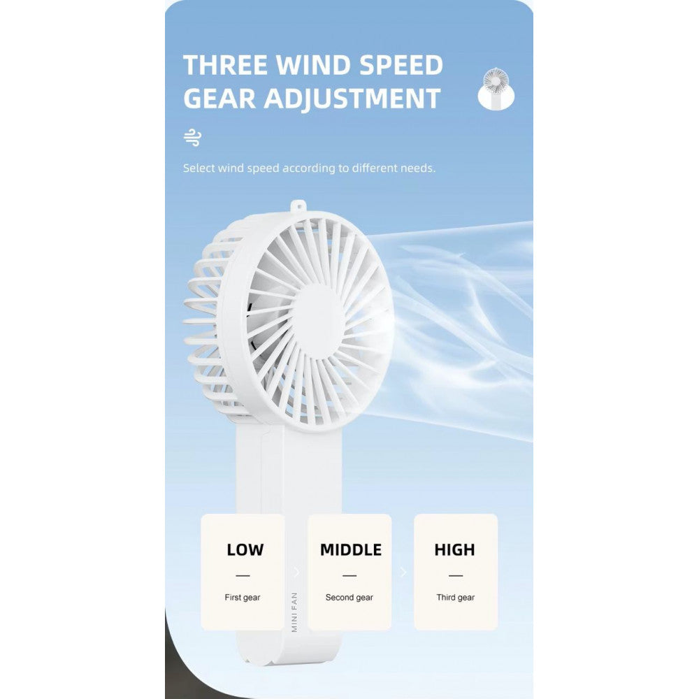 Портативный мини вентилятор WT-F58 - 1200 mAh — White