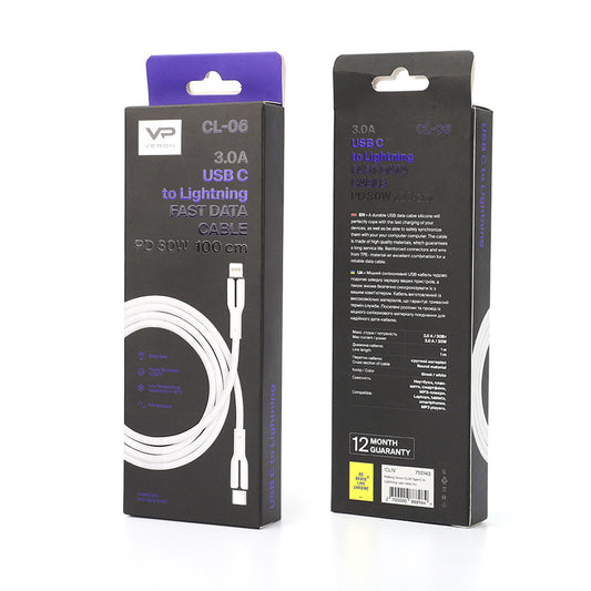 USB C to Lightning Cable 27W PD (1m) Veron CL06 Silicon