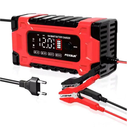 Зарядний пристрій Foxsur FBC122410E для автомобільного акумулятора 12V-24V 10A імпульсний