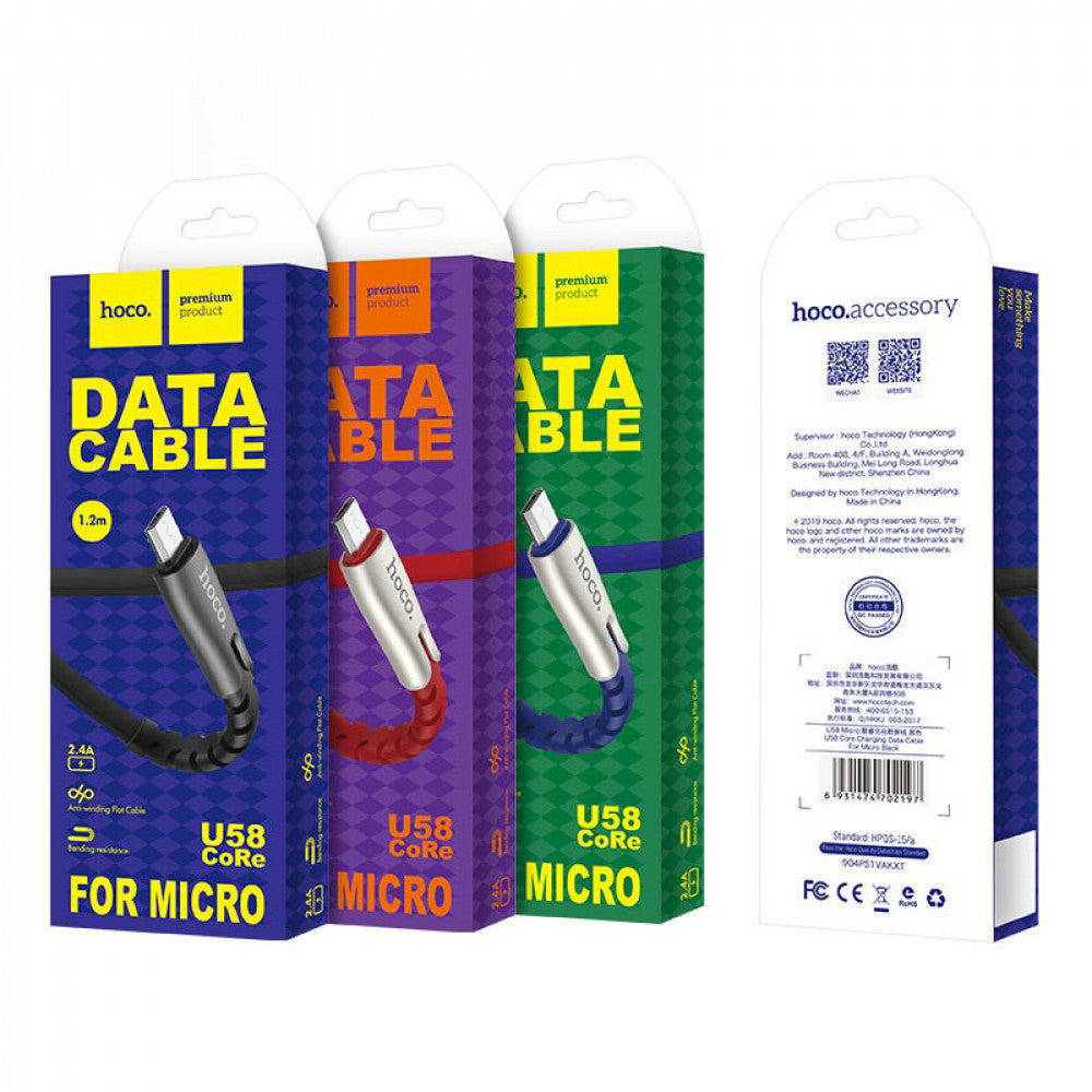 Cable Micro 2.4A (1.2m) Hoco U58 – Black