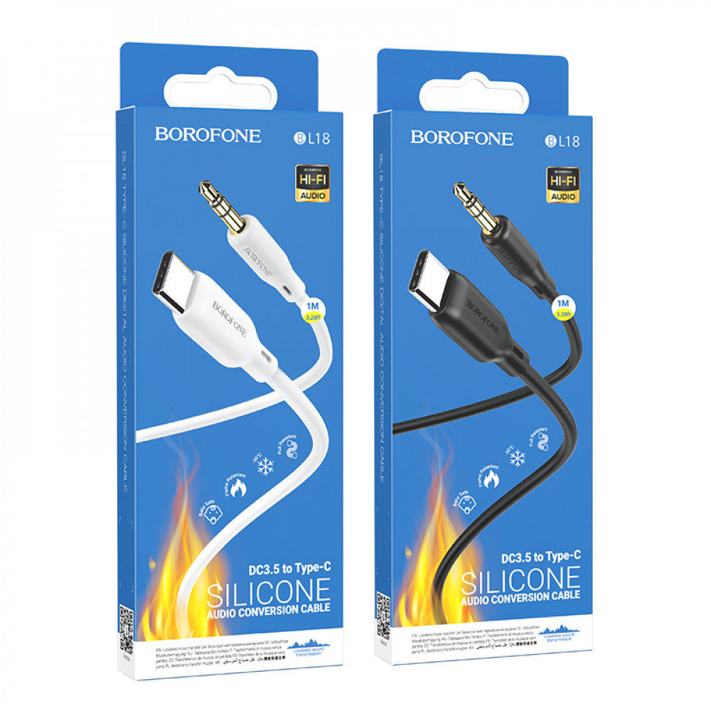 Aux to USB C cable (1m) – Borofone BL18 – Black