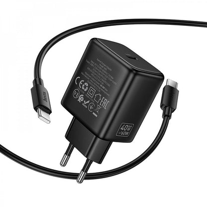 Home Charger | 40W | PD | C to C Cable (1m) — Hoco N83  — White