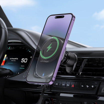 Magnetic Car Holder for Air Vent with Wireless Charging - Hoco HW12 - Black Gray