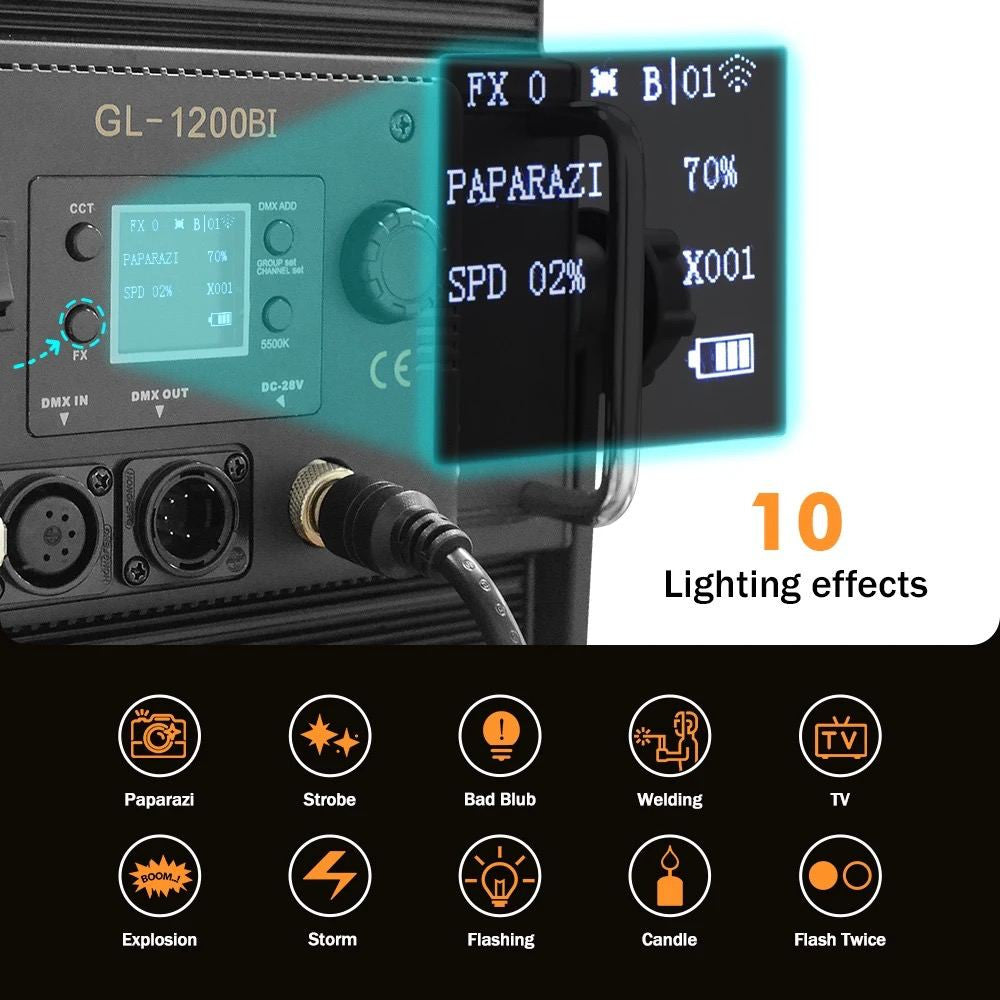 LED video light lamp Veron GL-1200C 120W 2700-7500K 30m