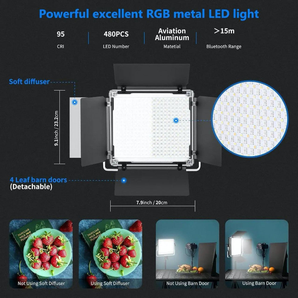 Video light lamp LED NEERWER NL480S RGB 28W LED 480pcs CRI 95+