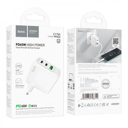 Home Charger 65W GaN 2PD QC 3.0 Hoco C115A – White