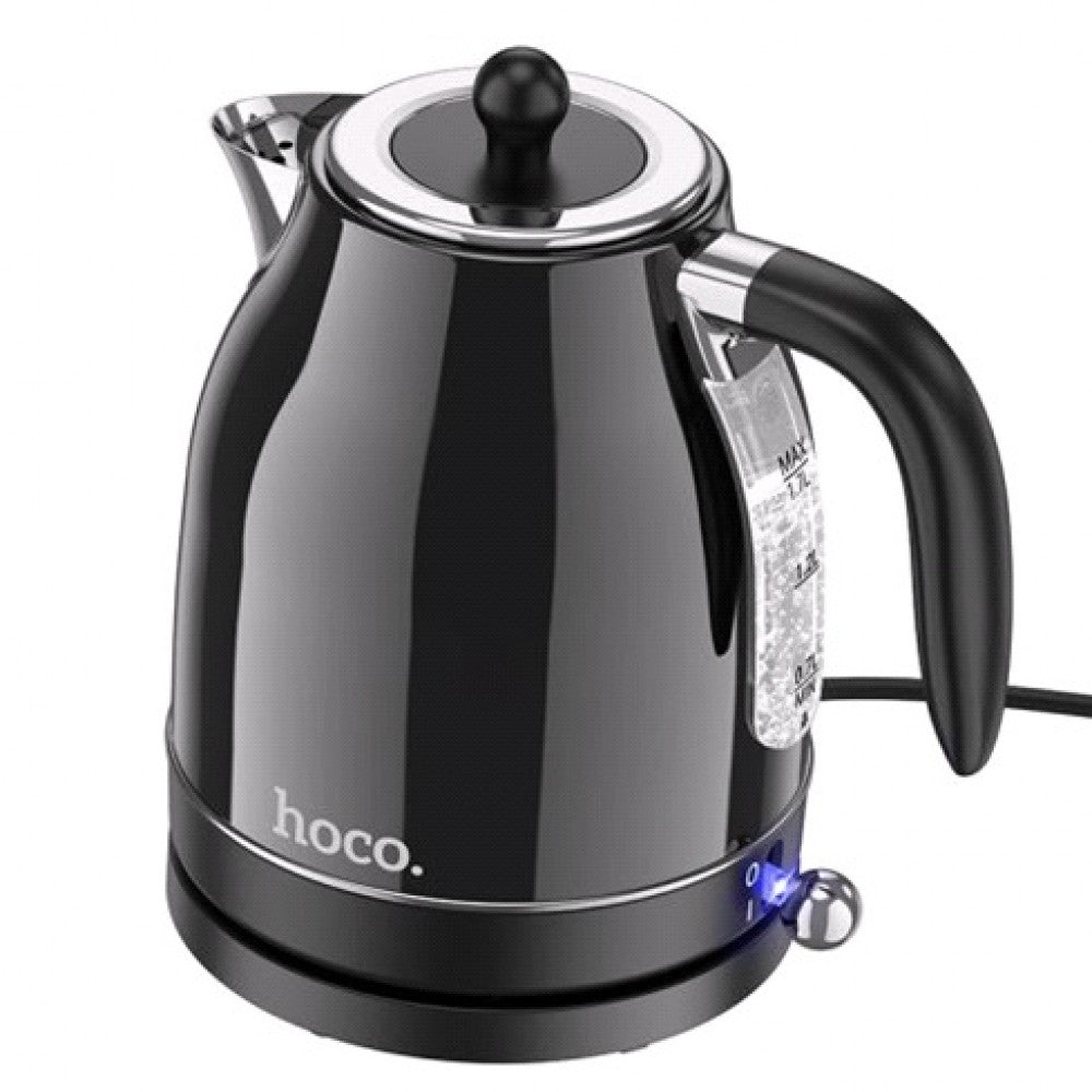 Чайник Hoco электрический 1.7л 1850 Вт нержавеющая сталь retro electric kettle HE10 Black — White