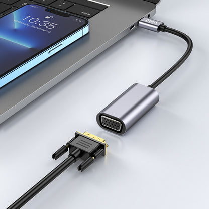 Adapter USB C To VGA Hoco UA21 – Metal Gray