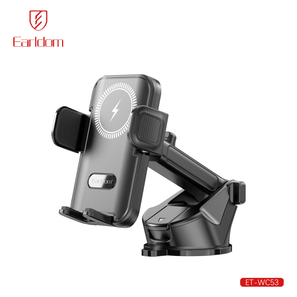 Автотримач розсувний на присосці з бездротовою зарядкою 15W — Earldom ET-WC53