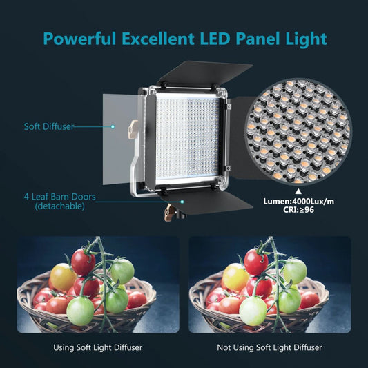 Video light lamp LED NEERWER NL480S 29W Bi-color 480pcs Led color 3200-5600K CRI 96+