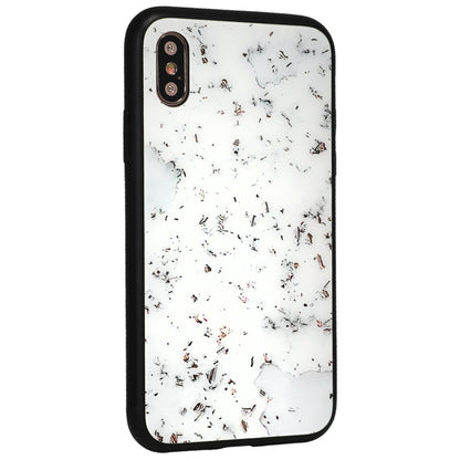 Glass with print TPU Case iPhone Xs MAX — White Mramor