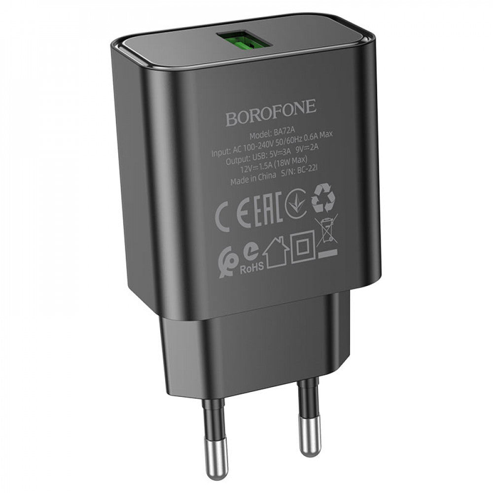 Home Charger | 18W | 1U | USB| — Borofone BA72A — Black