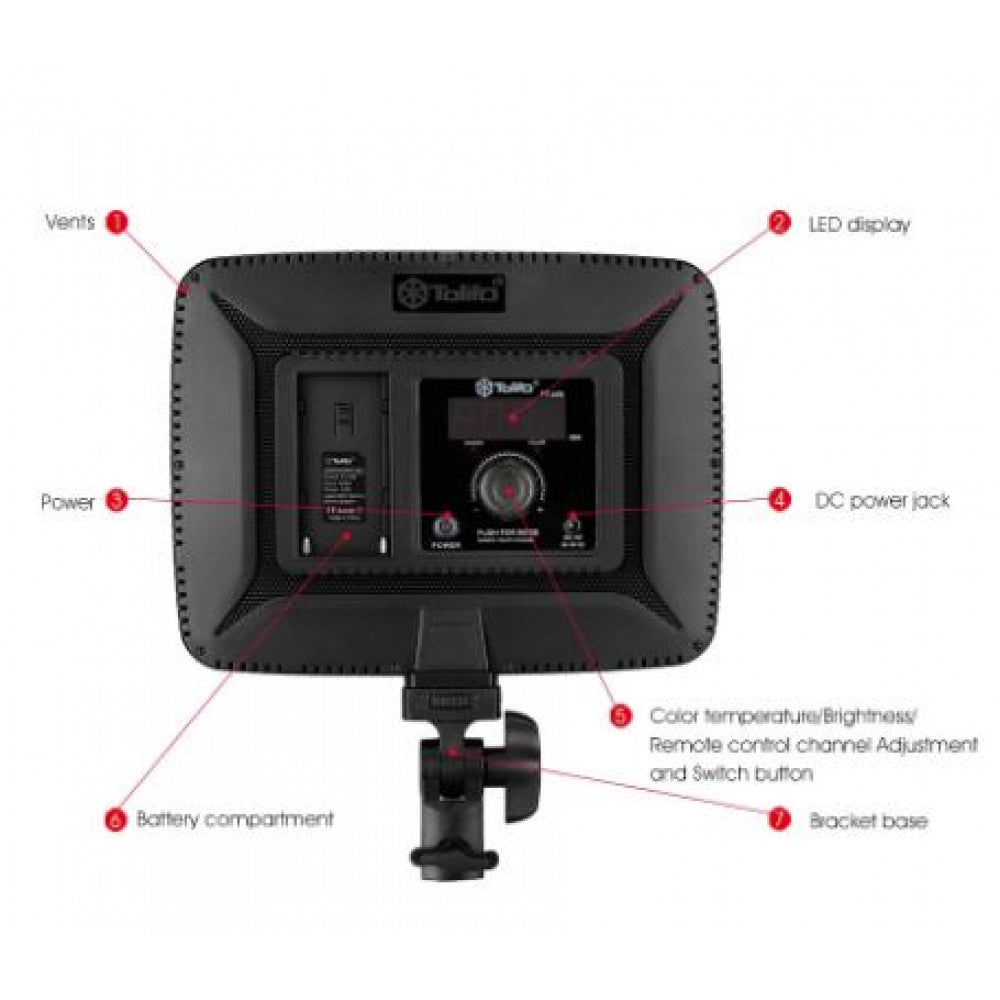 Video light lamp LED PT-24B 24W color 3200-5600K /2400LM/Battery F-750 4400Mah+Charger (240*184*14)