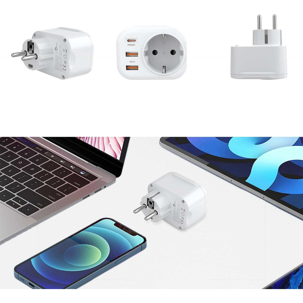 Network adapter 20W PD QC3.0 2U 1C — Earldom ES-SC18