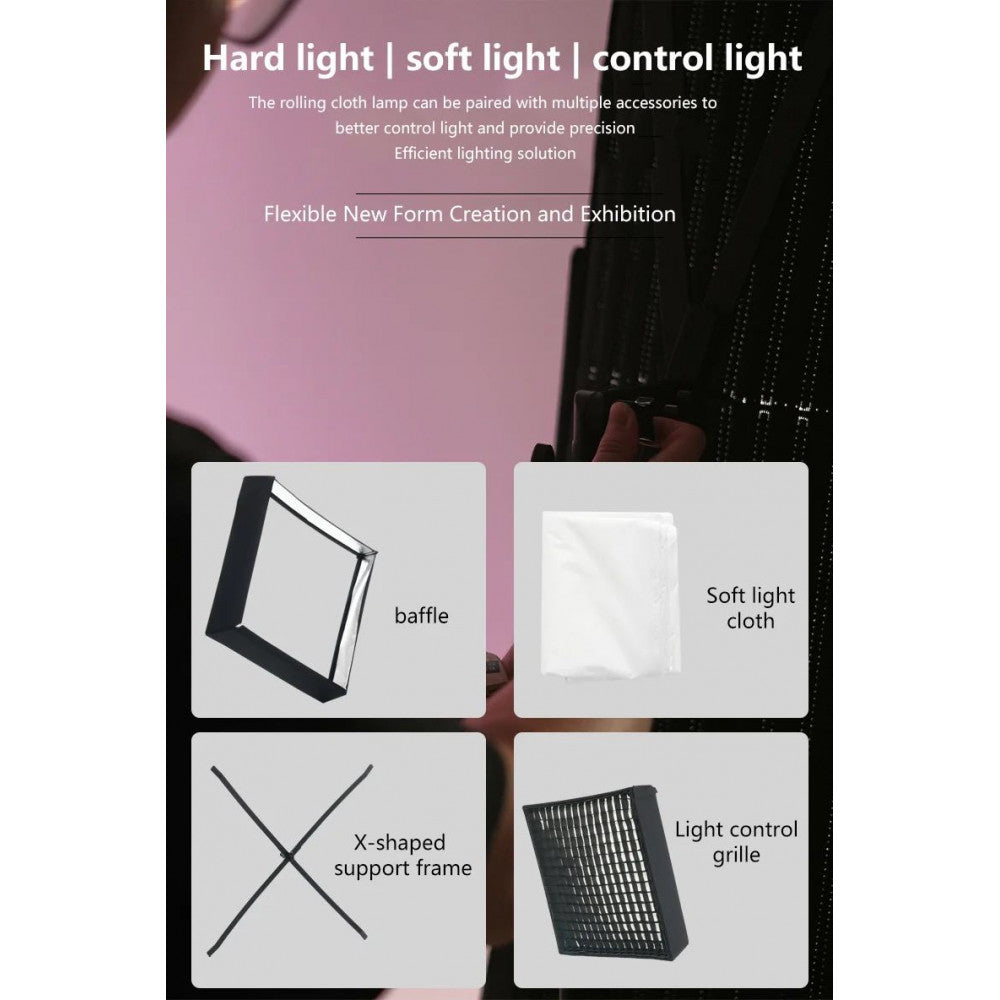 ZSYB JB-200X 200W 3200K-5600K Flexible LED Video Light with APP Control 63cm