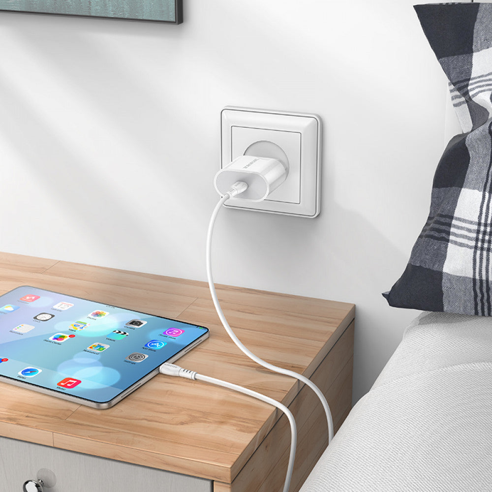 Home Charger 2.1A PD3.0 C to Lightning Cable (1m) Borofone BA61A – White